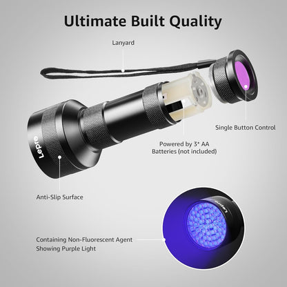 black light flashlight for scorpions Lepro 51 LED UV Black Light Flashlight