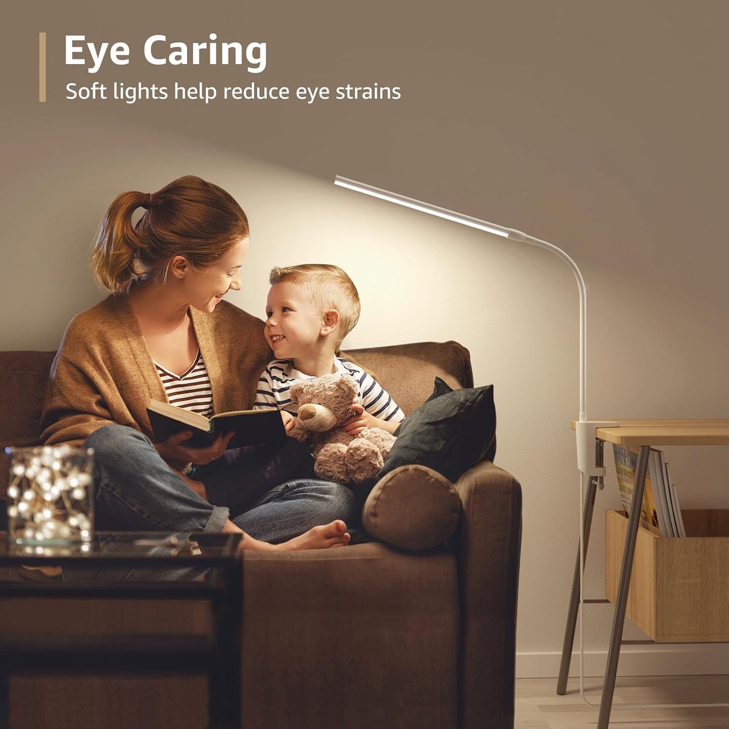 Lepro Clamp Desk Lamp (Dimmable, White, Eye-Caring Reading Light)