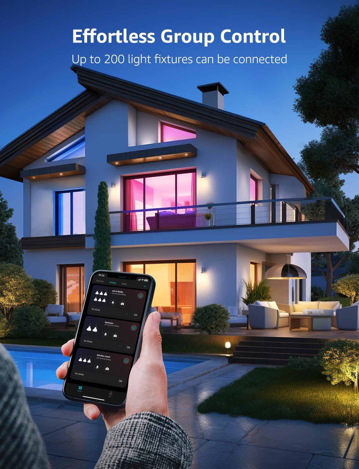 Lepro BR2 AI LED Smart Bulbs - AI Generated Lighting, LightGPM 4 with LLM, LightBeats Music Sync, Voice Control Via App, RGBWW Colors, Compatible with Alexa & Google Assistant, BR30 E26 8W, 4 Packs