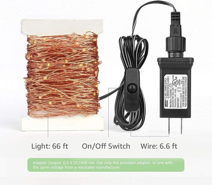 LE Decorative Copper Wire Lights (66ft, 200 LEDs)