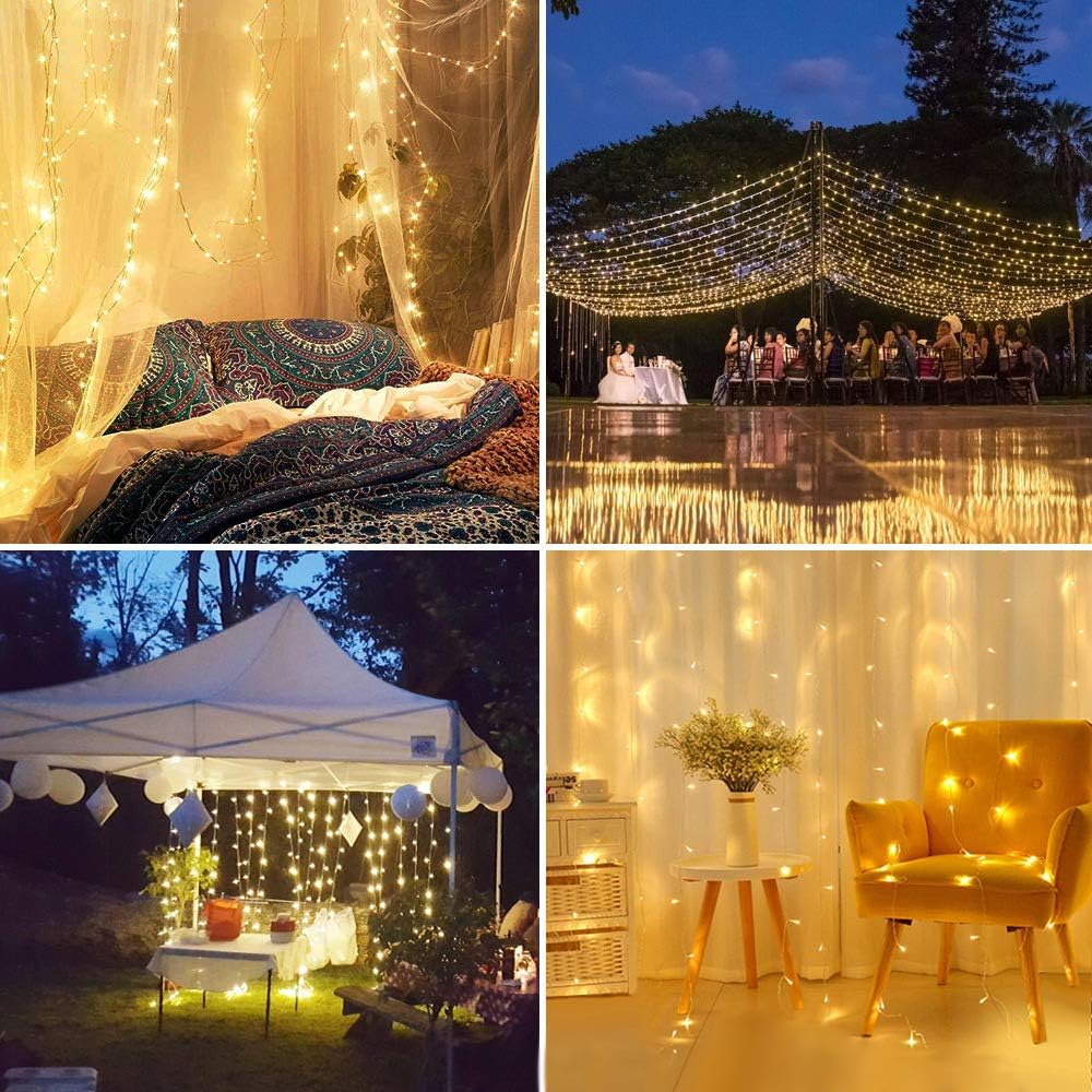 Lepro Warm White Dimmable Curtain Lights 9.8*9.8ft