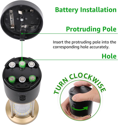 Lepro 1100LM Battery Powered LED Camping Lantern, Waterproof Tent Light with 5 Light Modes, Camping Essentials, Portable Lantern Flashlight for Camping, Emergency Light, Power Outage, Not Rechargeable