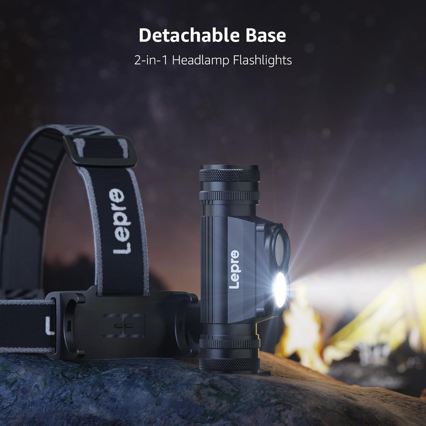 Lepro Headlamp Rechargeable - 1000 Lumen Powerful Detachable Headlamp with Bright 500FT Flashlight Beam