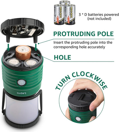 Lepro Battery Powered Camping Lantern (1500LM, Waterproof)