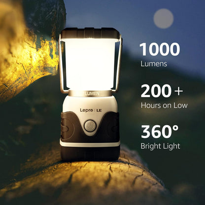 Lepro Battery Powered LED Camping Lantern (White, Waterproof, 1000LM, 4 Lighting Modes)