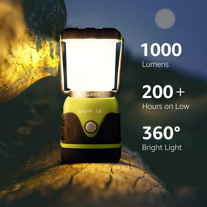 Lepro Battery Powered LED Camping Lantern (Green, Waterproof, 1000LM, 4 Lighting Modes)