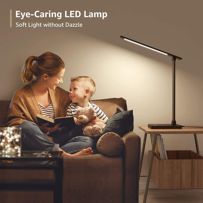 Lepro LED Desk Lamp (Dimmable, Black, with USB Charging Port)
