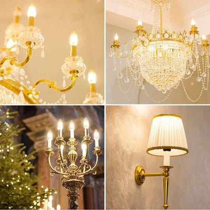 Lepro B11 LED Candelabra Bulbs, E12 Base, Dimmable, 5.5W (60W Equivalent), 500 Lumens, 2700K Warm White, Filament Clear Glass