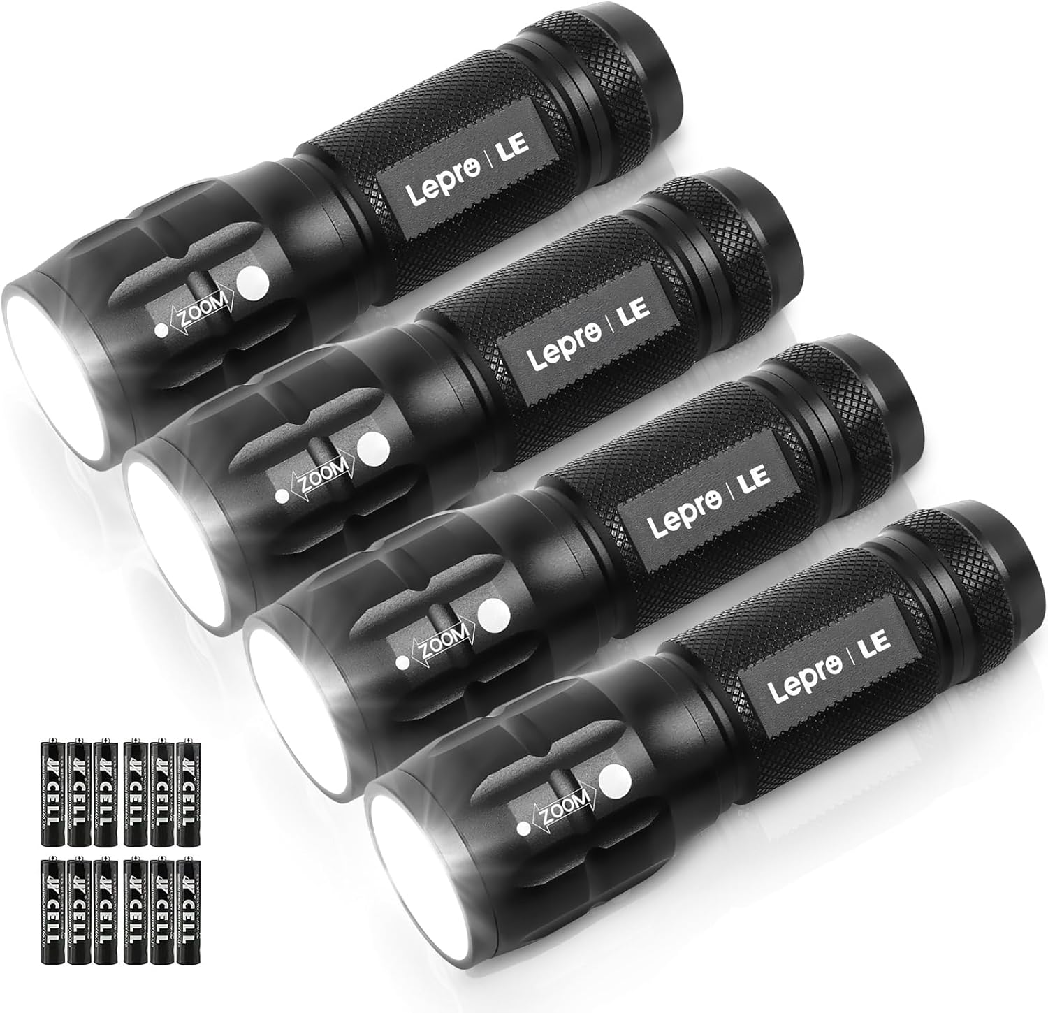 Lepro 2-Packs LED Flash Light LE1000 High Lumens, Mini Multifunction Tactical Flashlight , Zoomable, Waterproof, Adjustable Brightness, for Camping, Outdoor and Emergency Use (AAA Batteries Included)