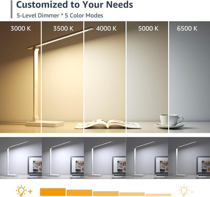 Lepro Touch-Control LED Desk Lamp – Dimmable with 3 Color Modes for Home & Office (White)