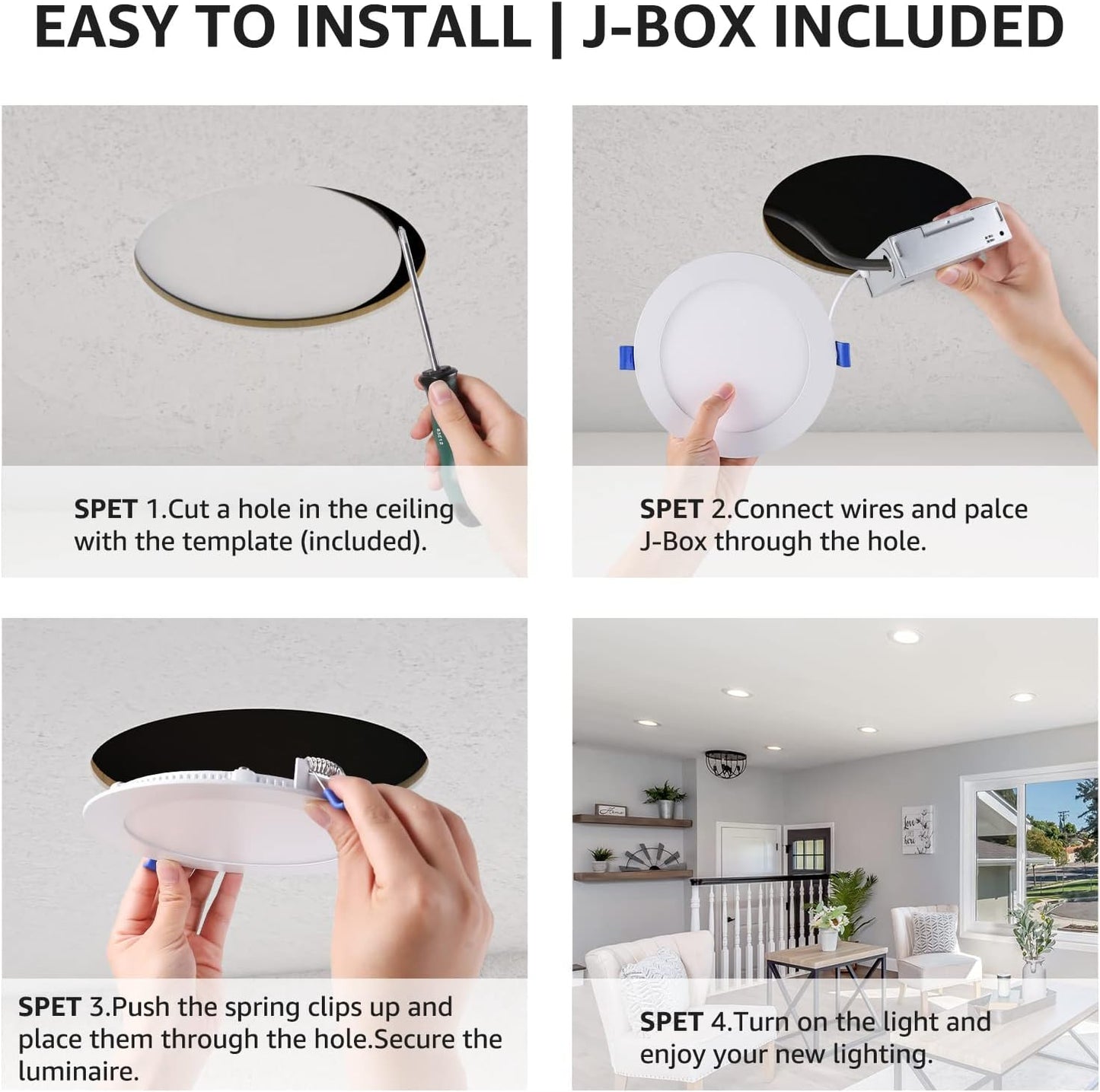 Lepro 6 Pack LED Recessed Lighting Daylight White