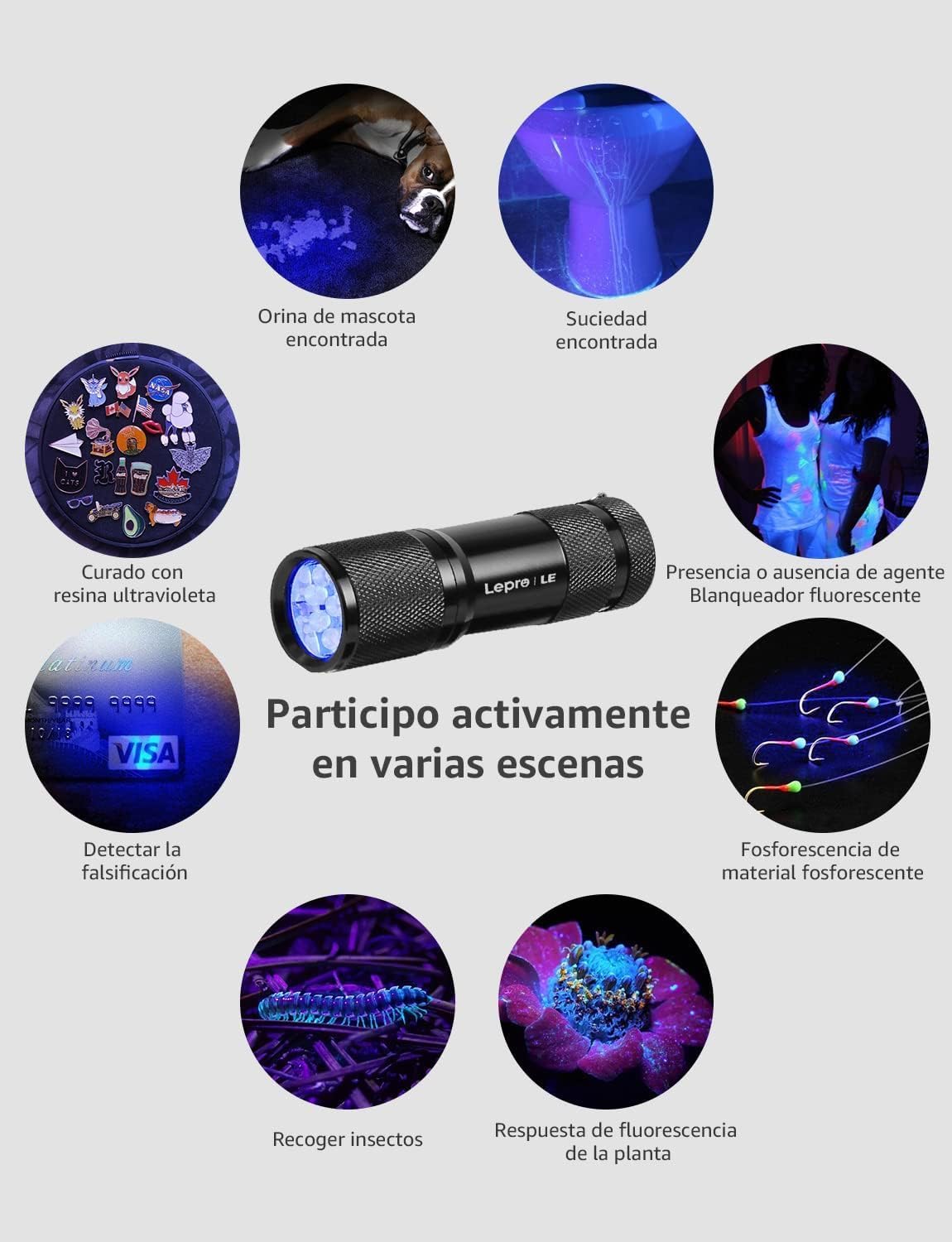 Lepro Small UV Flashlight (2 Pack)