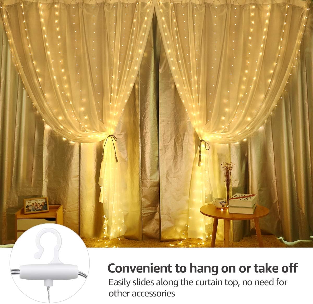 Lepro Warm White Dimmable Curtain Lights 9.8*9.8ft