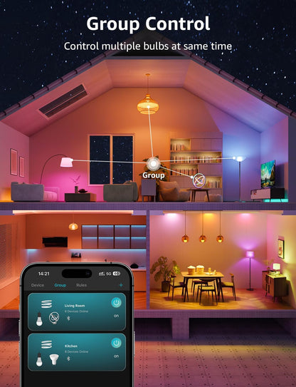 Lepro B3 AI Smart Light Bulbs - 1500LM 100W Equivalent A21 Bulb, WiFi & Bluetooth RGBWW Color Changing, Works with Alexa & Google Assistant, AI Voice Control by App, Music Sync, 2.4GHz Only