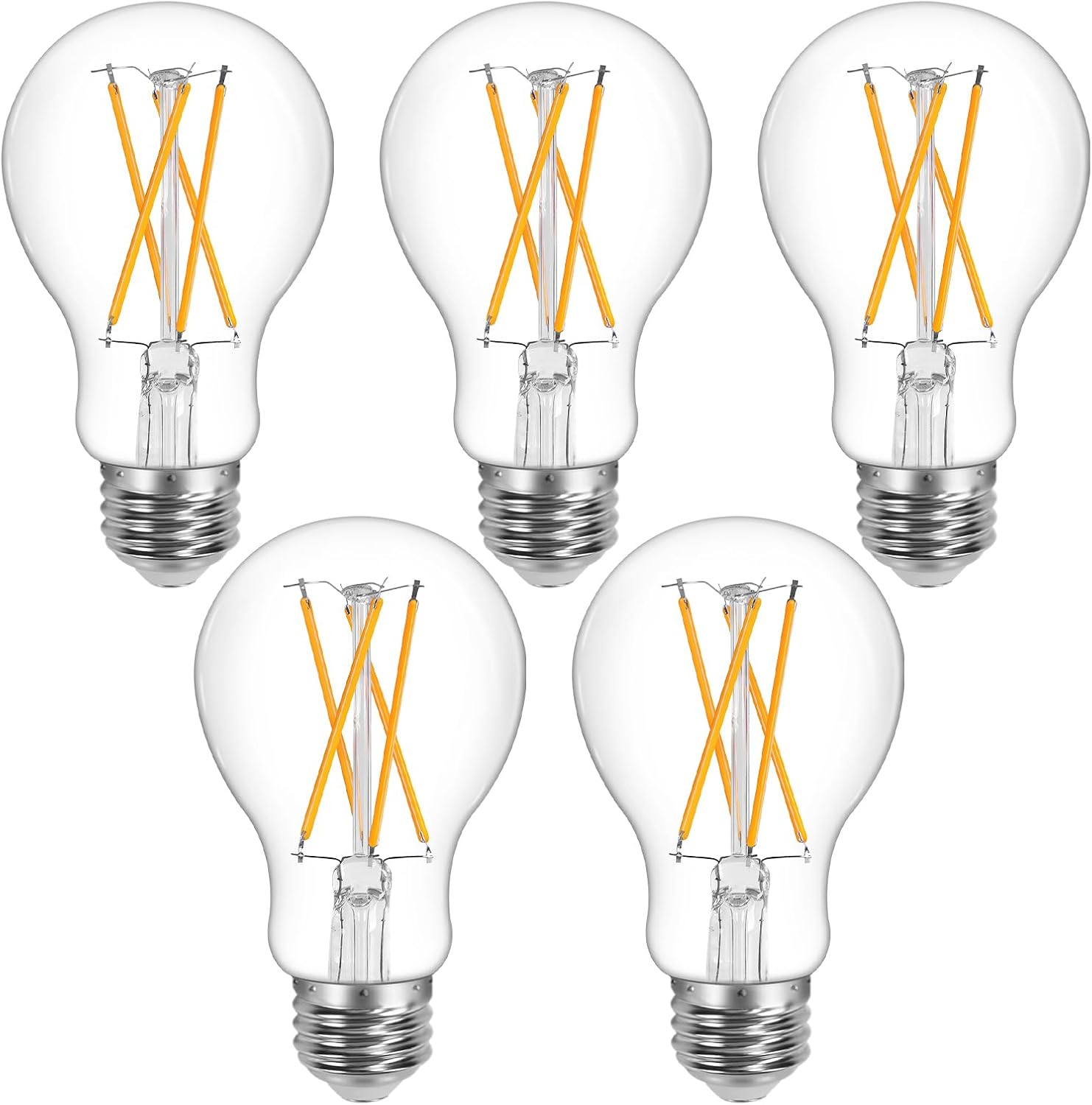 Lepro A19 Vintage LED Filament Bulbs, Dimmable, E26 Base, 8W (60W Equivalent), 800 Lumens, 2700K Warm White, Clear Glass