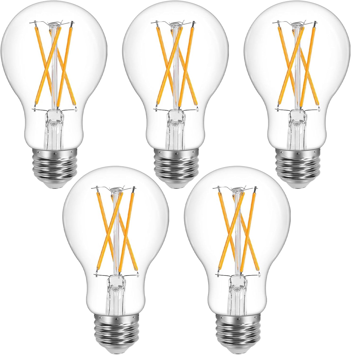Lepro A19 Vintage LED Filament Bulbs, Dimmable, E26 Base, 8W (60W Equivalent), 800 Lumens, 2700K Warm White, Clear Glass