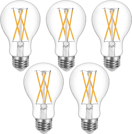 Lepro A19 Vintage LED Filament Bulbs, Dimmable, E26 Base, 8W (60W Equivalent), 800 Lumens, 2700K Warm White, Clear Glass