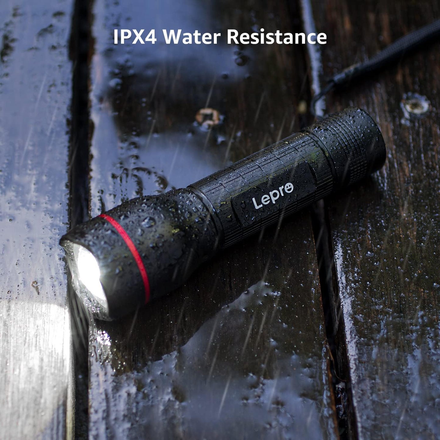 Lepro Battery-Powered Tactical LED Flashlight 2 Pack, 300 Lumens Zoomable Compact Torch