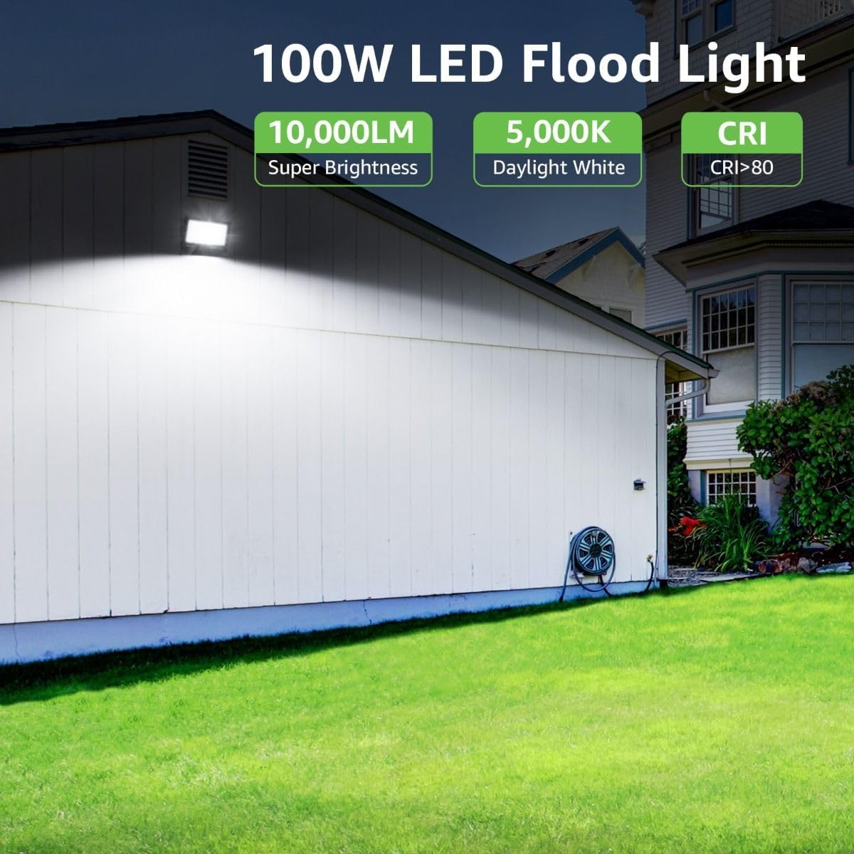 Lepro Outdoor LED Flood Light (100W, 10000LM, 5000K Daylight White)