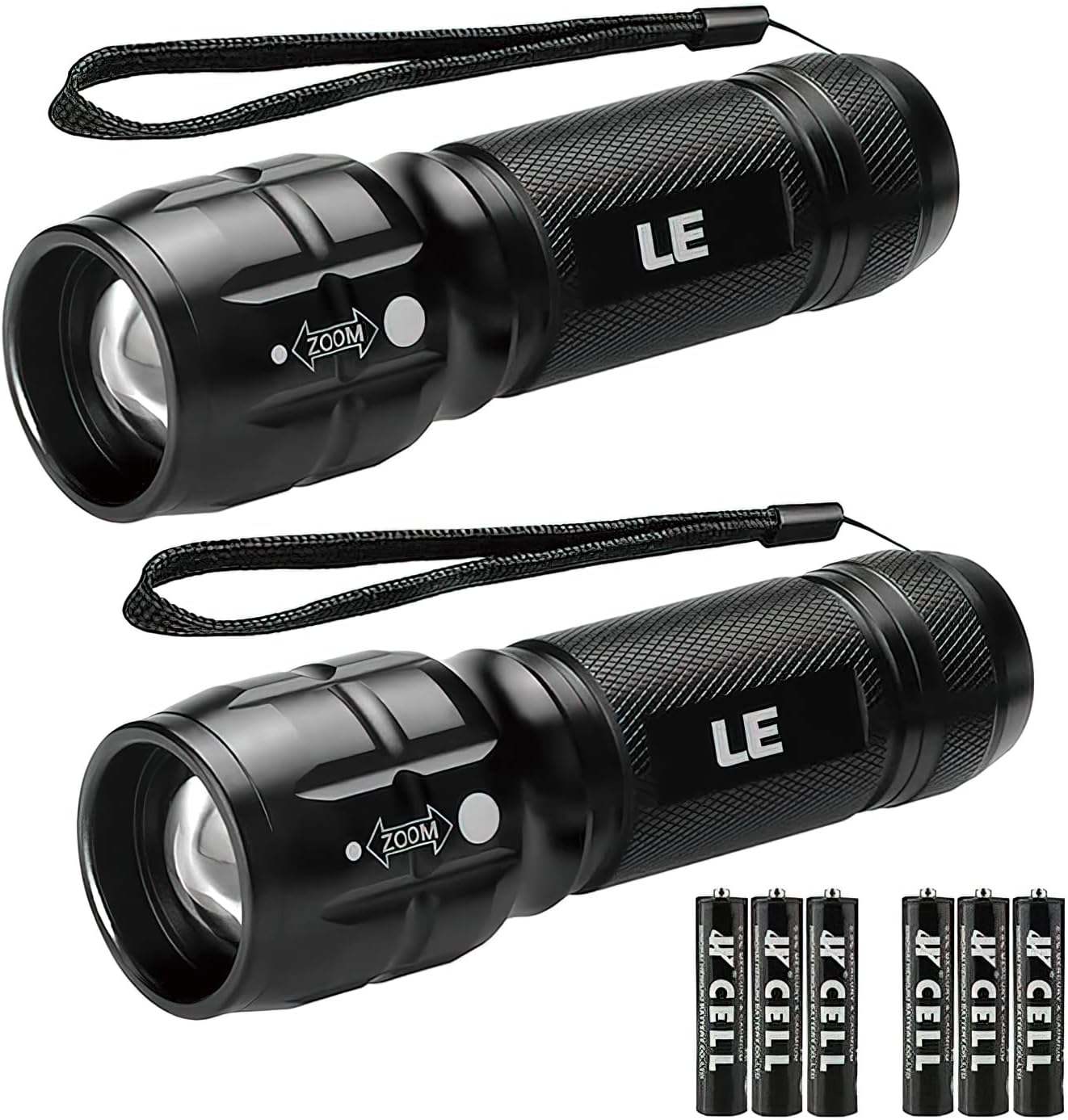 Lepro 2-Packs LED Flash Light LE1000 High Lumens, Mini Multifunction Tactical Flashlight , Zoomable, Waterproof, Adjustable Brightness, for Camping, Outdoor and Emergency Use (AAA Batteries Included)