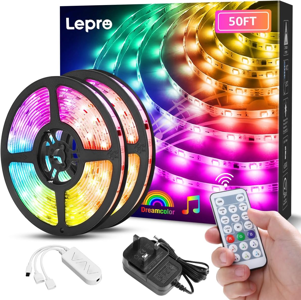 Lepro 16.4ft MagicColor Music Sync LED Strip Lights