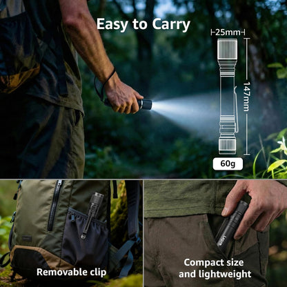 Lepro LED Mini Flashlight High Lumens with Clip, Waterproof, Energy Saving, Portable for Outdoor, Emergency, AA Batteries Included, Tactical & Camping Accessories