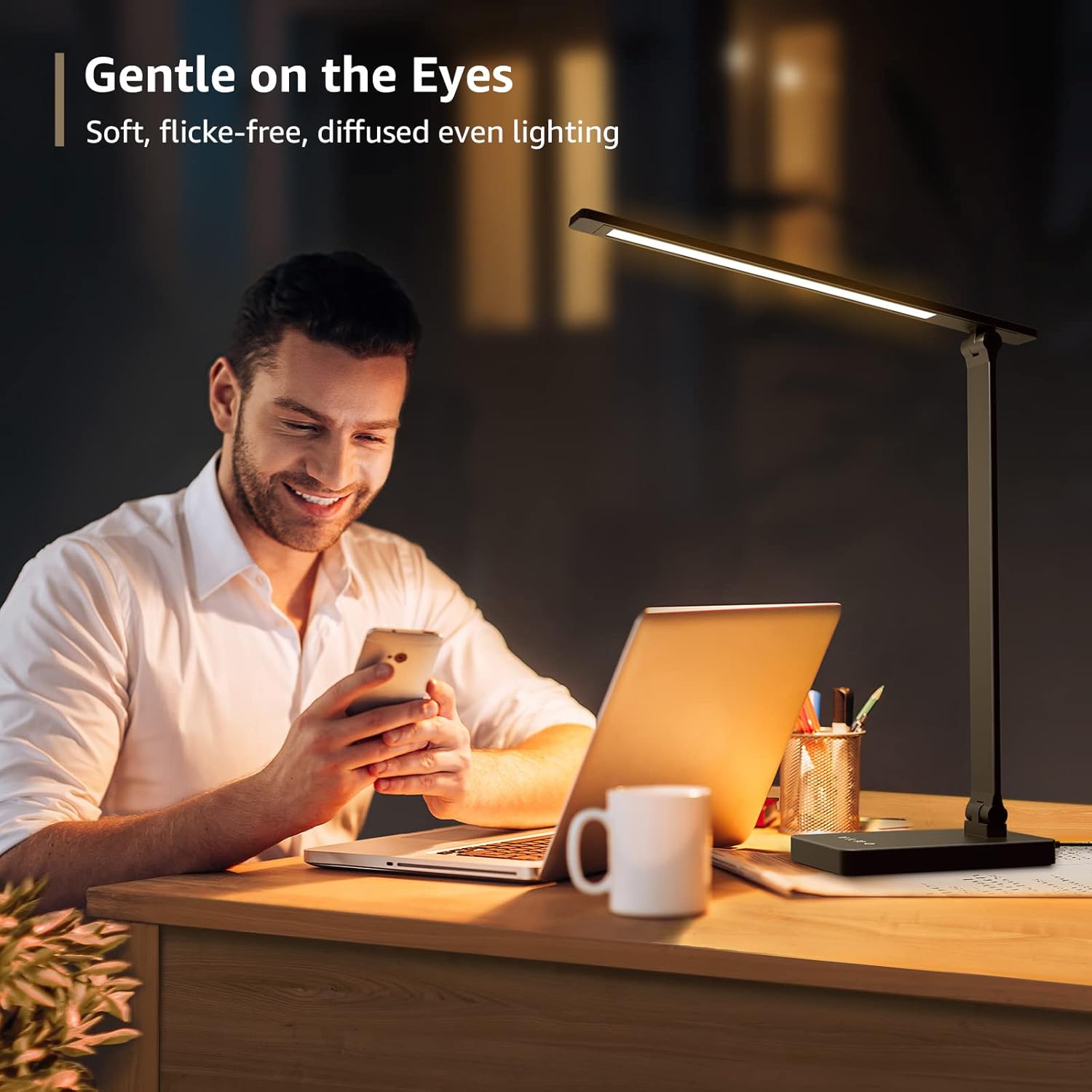 Lepro Touch-Control LED Desk Lamp – Dimmable with 3 Color Modes for Home & Office (Black)