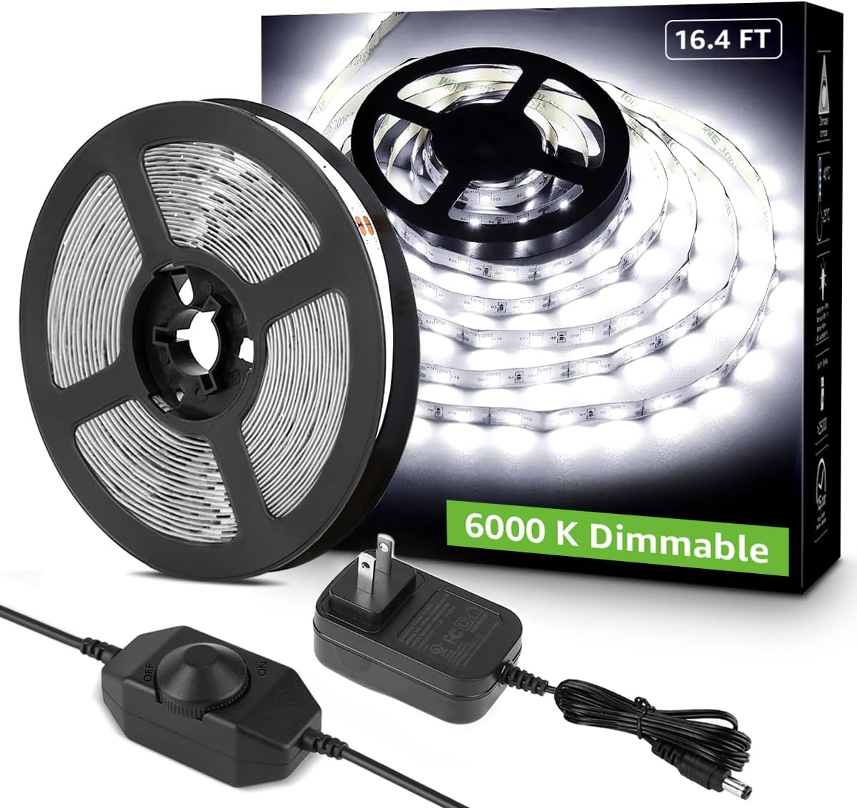 Lepro LED Strip Light (16.4ft, Dimmable, Daylight White, 300 LEDs)