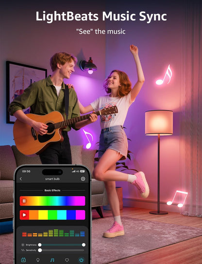 Lepro B3 AI Smart Light Bulbs - 1500LM 100W Equivalent A21 Bulb, WiFi & Bluetooth RGBWW Color Changing, Works with Alexa & Google Assistant, AI Voice Control by App, Music Sync, 2.4GHz Only