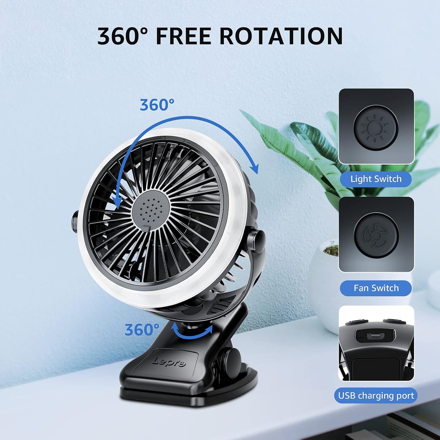 Lepro Camping Lantern with Camping Fan