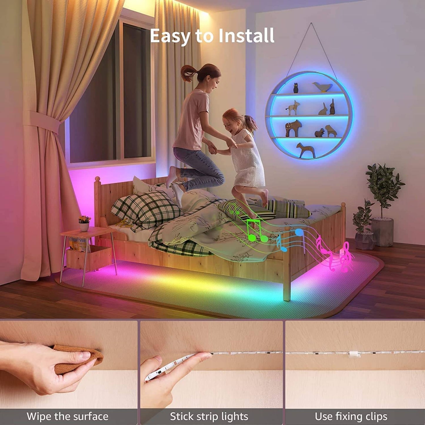 Lepro 16.4ft MagicColor Music Sync LED Strip Lights