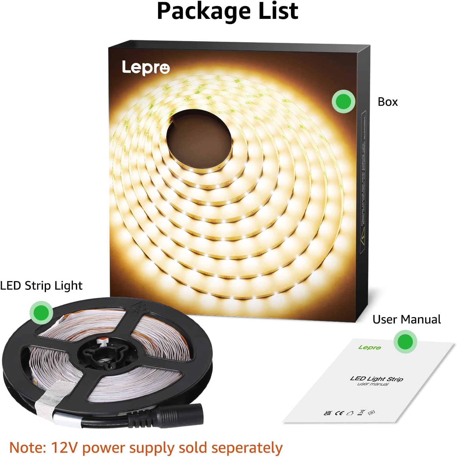 Lepro Flexible LED Light Strip (Warm White, Cuttable)