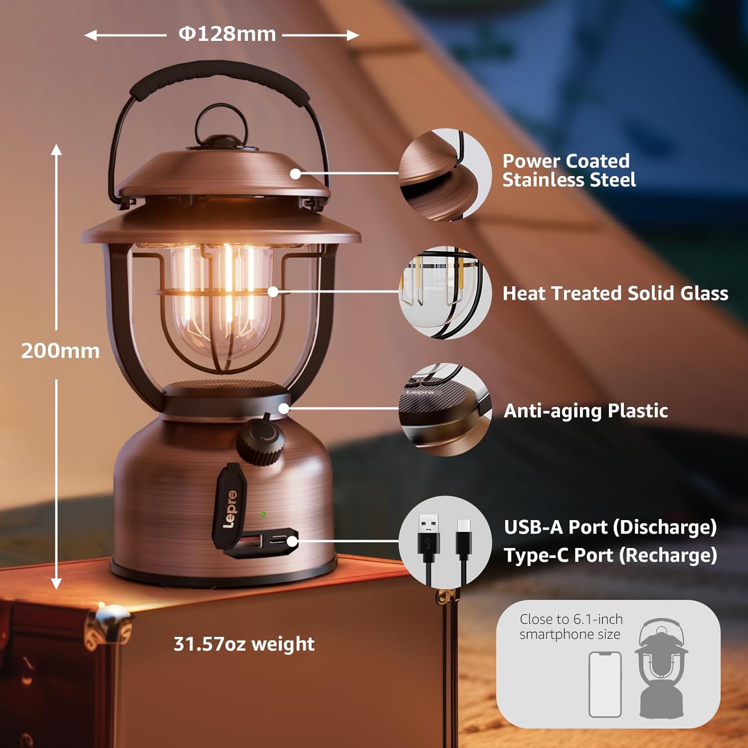 Lepro Retro LED Camping Lantern