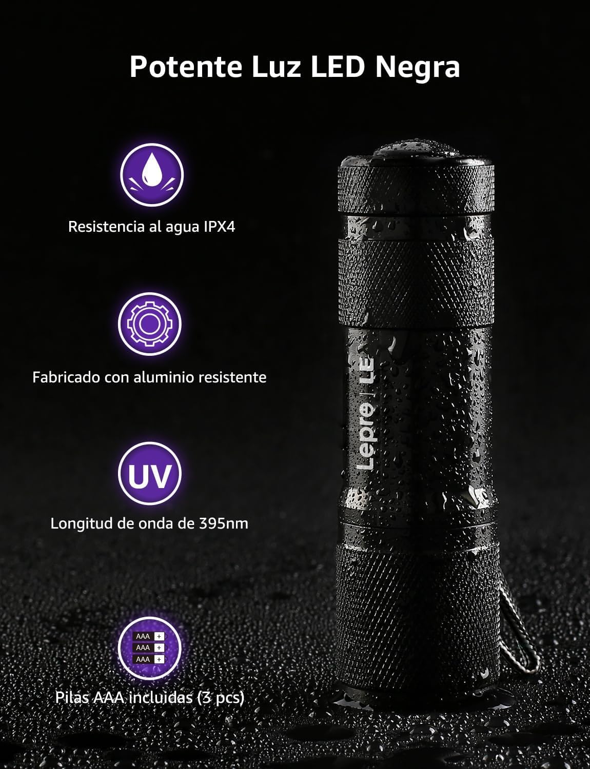 Lepro Small UV Flashlight (2 Pack)