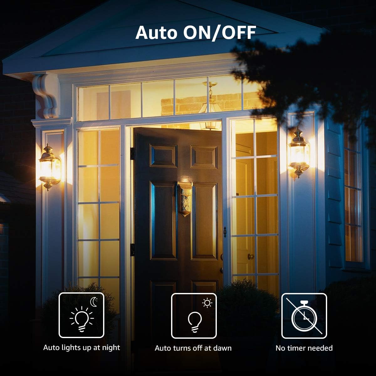 Lepro A19 Dusk to Dawn LED Light Bulb, E26 Base, 9W (60W Equivalent), 800 Lumens, 2700K Warm White, Non-Dimmable, Damp-Proof, 2-Pack