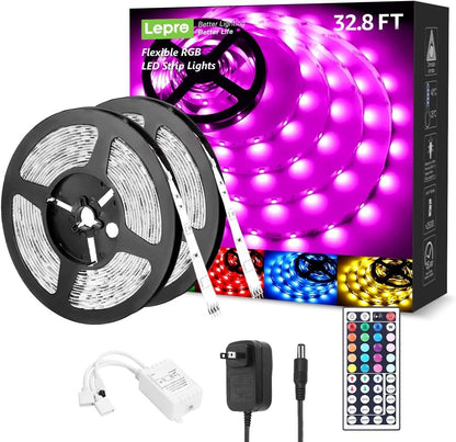 Lepro 32.8ft Waterproof RGB LED Strip Lights Kit