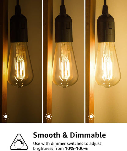 Lepro ST19 Vintage Edison LED Bulbs, Dimmable, E26 Base, 8W (60W Equivalent), 800 Lumens, 2700K Warm White, Clear Glass