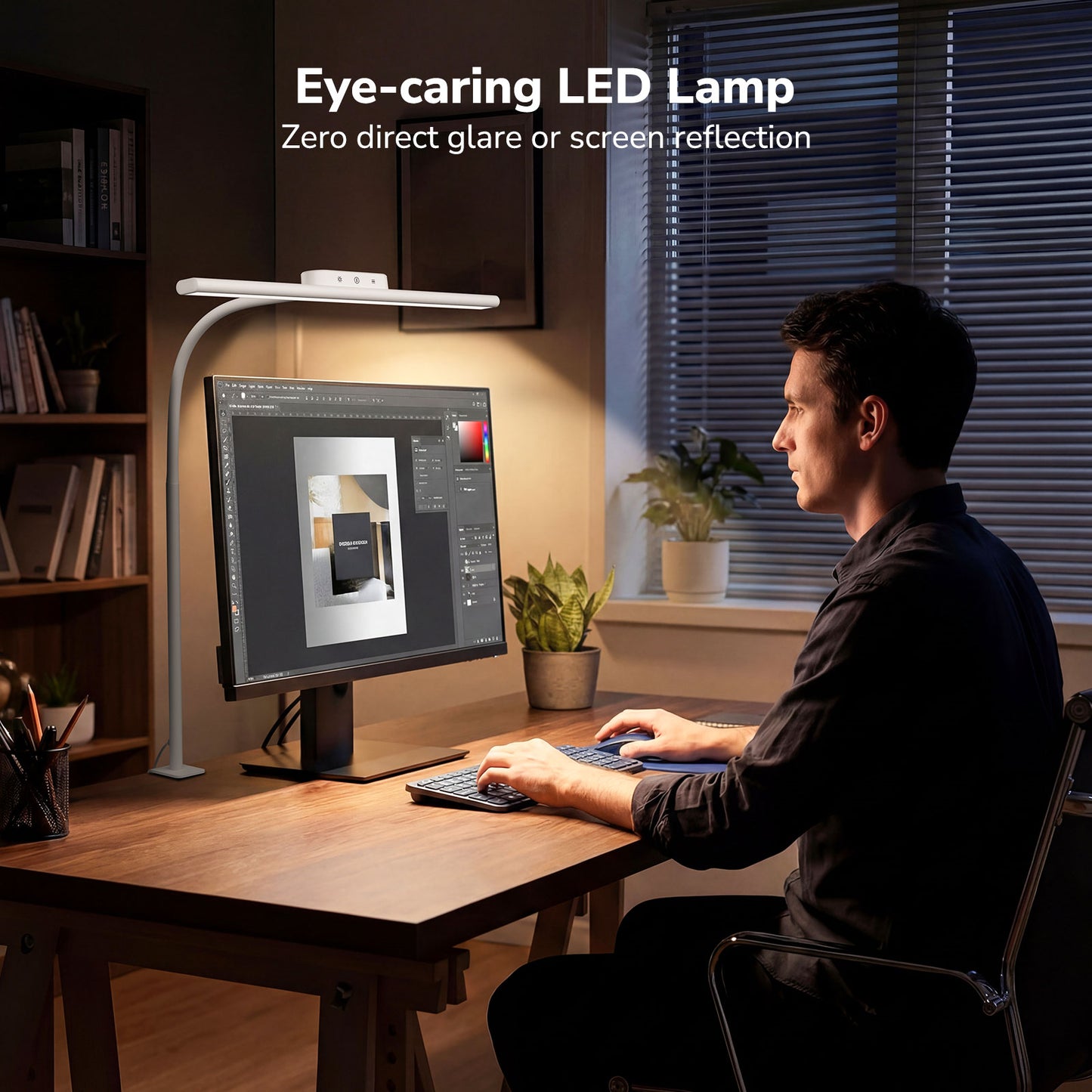 Lepro Led Desk Lamp for Home Office, Metal Architect Lamp with Clamp, 11W 750LM Eye-Caring Task Light, 25 Lighting Modes, Flexible Gooseneck for Monitor, Workbench, Drafting, Crafts, Reading