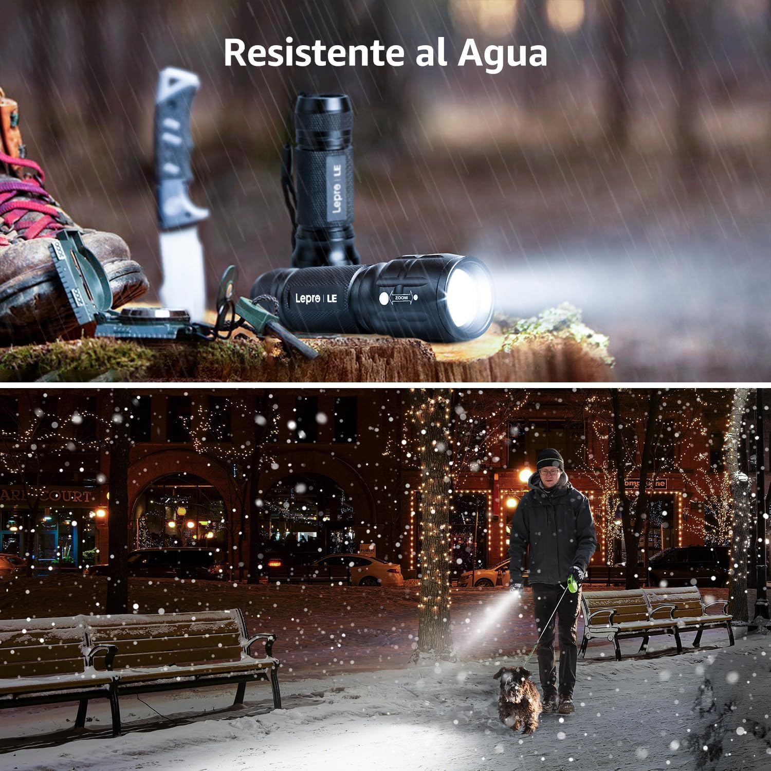 Lepro 2-Packs LED Flash Light LE1000 High Lumens, Mini Multifunction Tactical Flashlight , Zoomable, Waterproof, Adjustable Brightness, for Camping, Outdoor and Emergency Use (AAA Batteries Included)