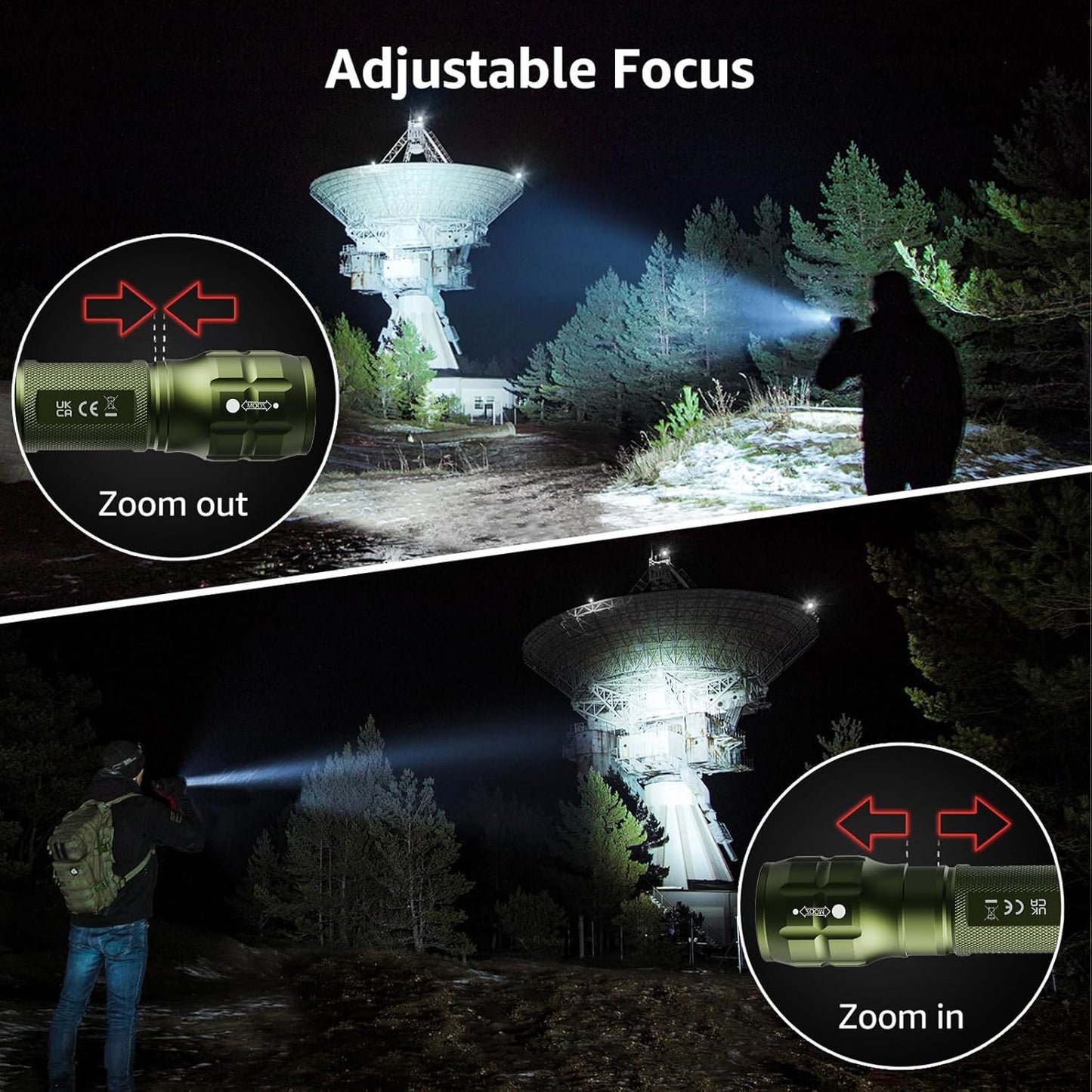 Lepro Portable LED Flashlight (Green, High Lumens, Waterproof, AAA Batteries Included)
