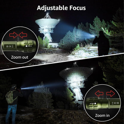 Lepro Portable LED Flashlight (Green, High Lumens, Waterproof, AAA Batteries Included)