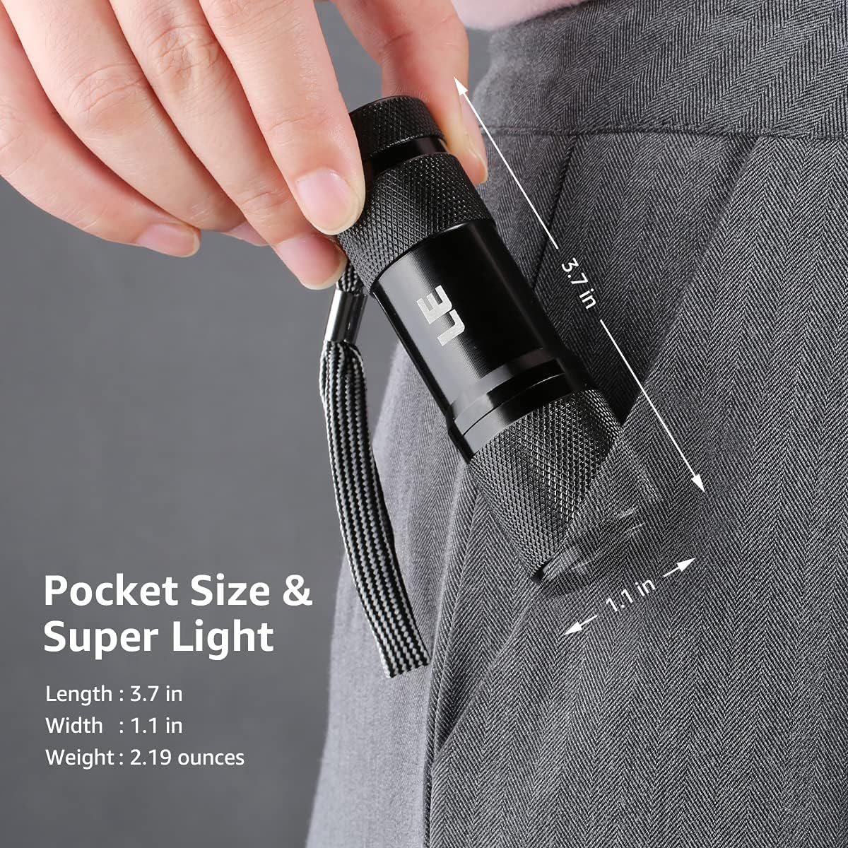Lepro 395nm UV Black Light Flashlight, Portable Ultraviolet Stain Detector with AAA Batteries