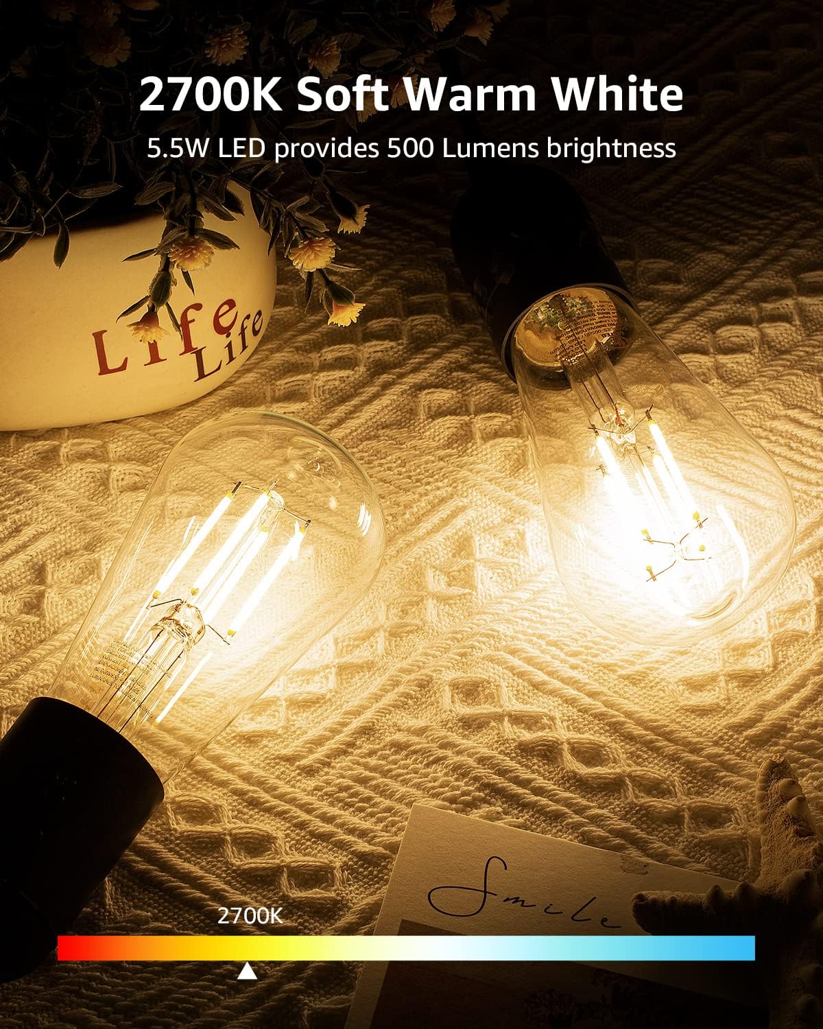 Lepro ST19 Vintage Edison LED Bulbs, Dimmable, E26 Base, 8W (60W Equivalent), 800 Lumens, 2700K Warm White, Clear Glass