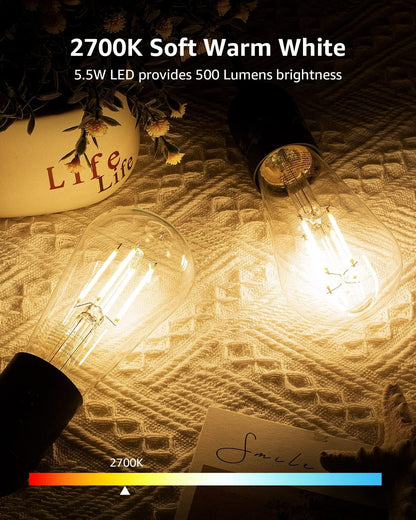 Lepro ST19 Vintage Edison LED Bulbs, Dimmable, E26 Base, 8W (60W Equivalent), 800 Lumens, 2700K Warm White, Clear Glass
