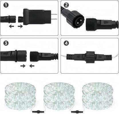 Lighting EVER Outdoor Rope Lights Cool White 6000K 33ft 240 LED