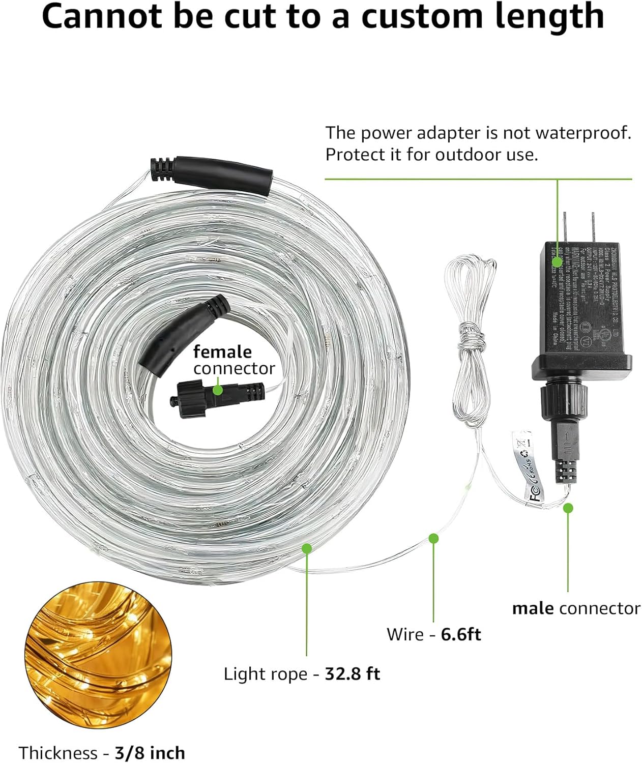 Lepro 33ft LED Outdoor Rope Lights