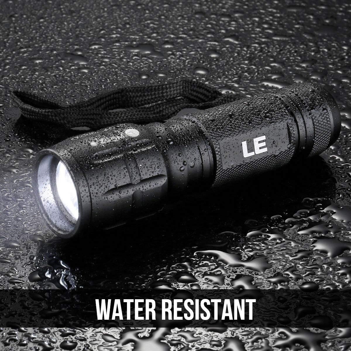 Lepro Portable LED Flashlight (Black, High Lumens, Waterproof, AAA