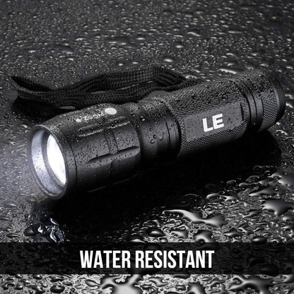 Lepro Portable LED Flashlight (Black, High Lumens, Waterproof, AAA Batteries Included)