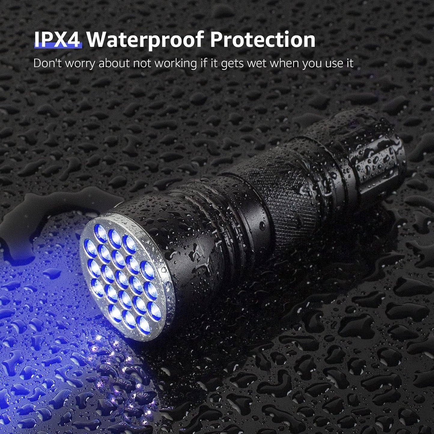 Lepro 395nm UV Black Light Flashlight with 21 LEDs, Portable Ultraviolet Stain Detector with AAA Batteries