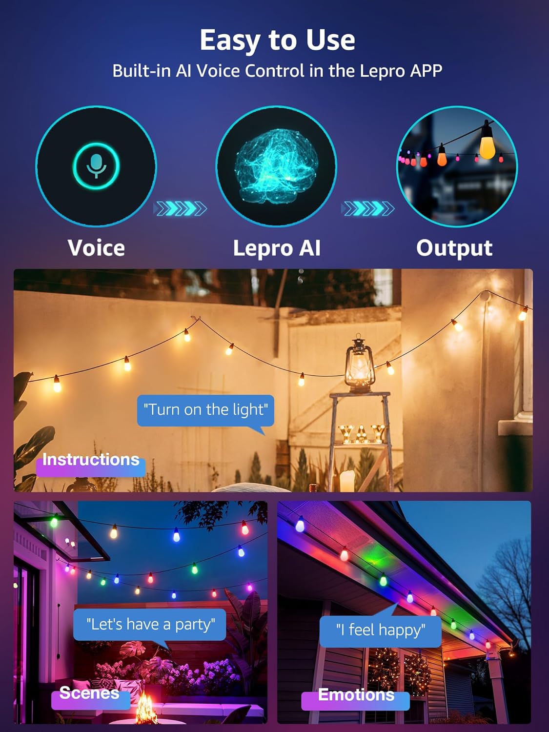 Lepro ZB1 AI-Powered Smart Outdoor String Lights